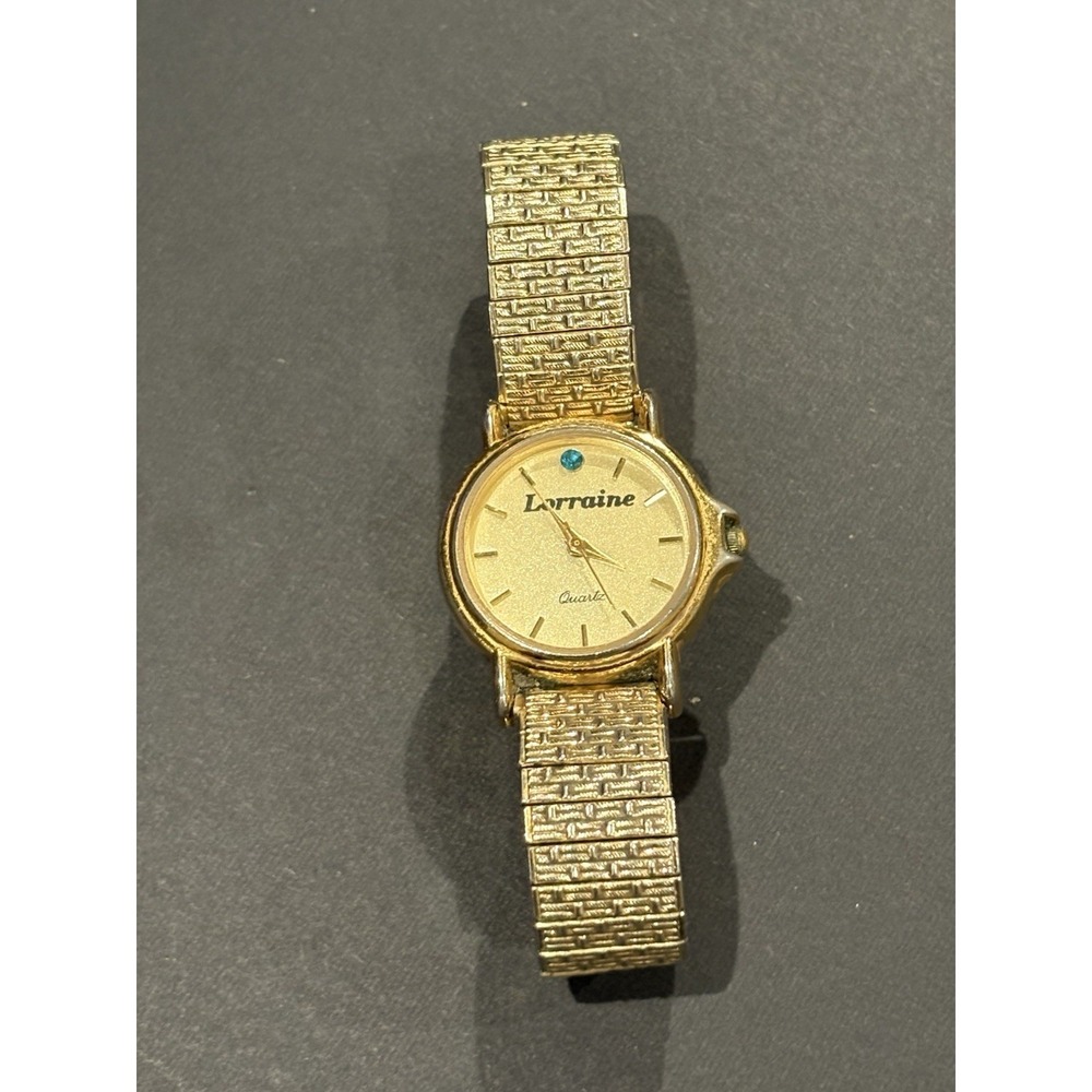 Vintage Lorraine Quartz Watch-Japan Movement- Speidel USA Stretch Band-Gold Tone